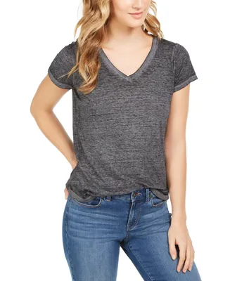 Style & Co Women's Burnout V-Neck T-Shirt, Created for Macy's