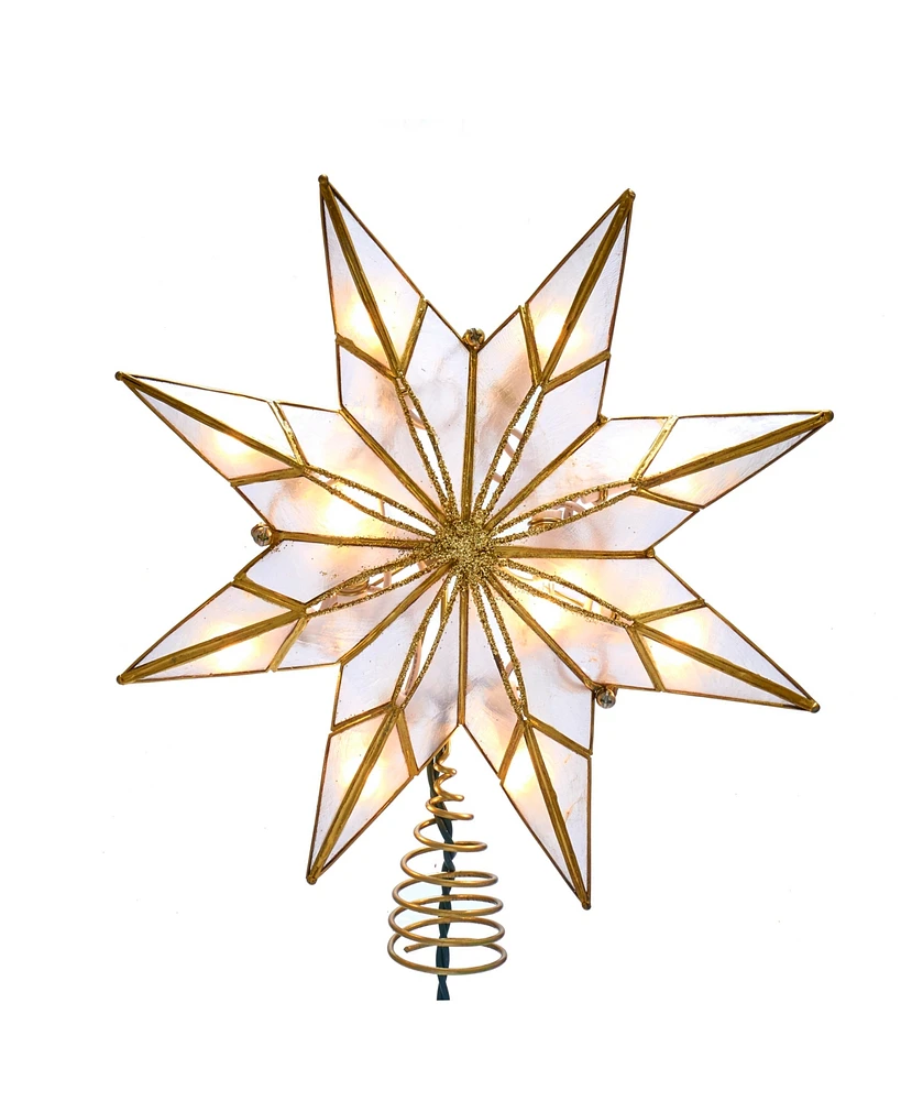 Kurt Adler 9-Inch 10-Light 8-Point Gold Capiz Star Treetop