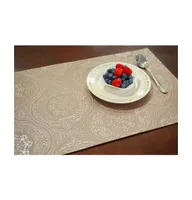 Dainty Home Faux Leather Hyde Park Slip Resistant Suede Backing Embossed 3D Surface Luxury 12" x 18" Place Mats - Set of 4