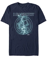 Marvel Men's Avengers Endgame I Am Worthy Thor Lightning Logo, Short Sleeve T-shirt