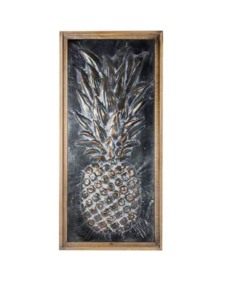 American Art Decor Framed Pineapple Wooden Art