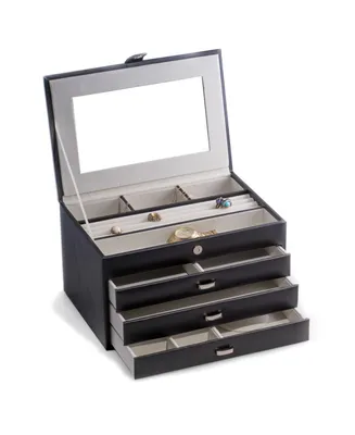 Bey-Berk 4 Level Jewelry Box with Multi Compartments