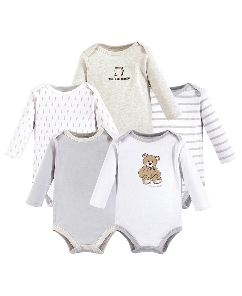 Hudson Baby Cotton Long-Sleeve Bodysuits 5pk, Bear, 18-24 Months