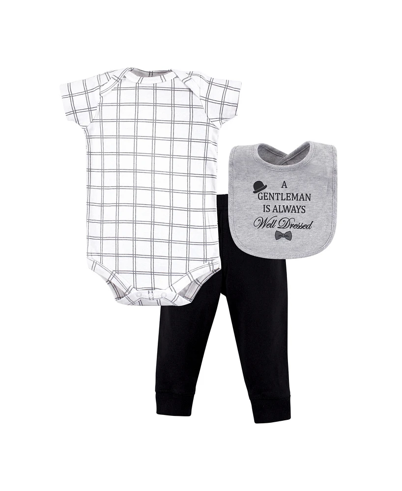 Little Treasure Baby Girl Bodysuit, Pant and Bib Set