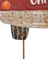 Glitzhome Rusty Metal Christmas Truck Yard Stake Or Standing Decor Or Wall Decor Kd, Three Function