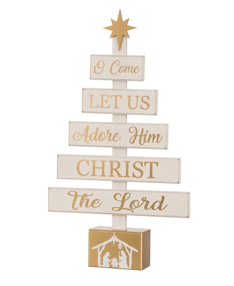 Glitzhome Wooden Nativity Table Tree Decor