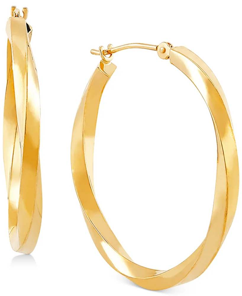 Medium Twist Round Hoop Earrings in 10k Gold, 30mm