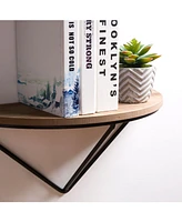 Glitzhome Farmhouse Metal and Wooden Wall Shelves, Set of 2