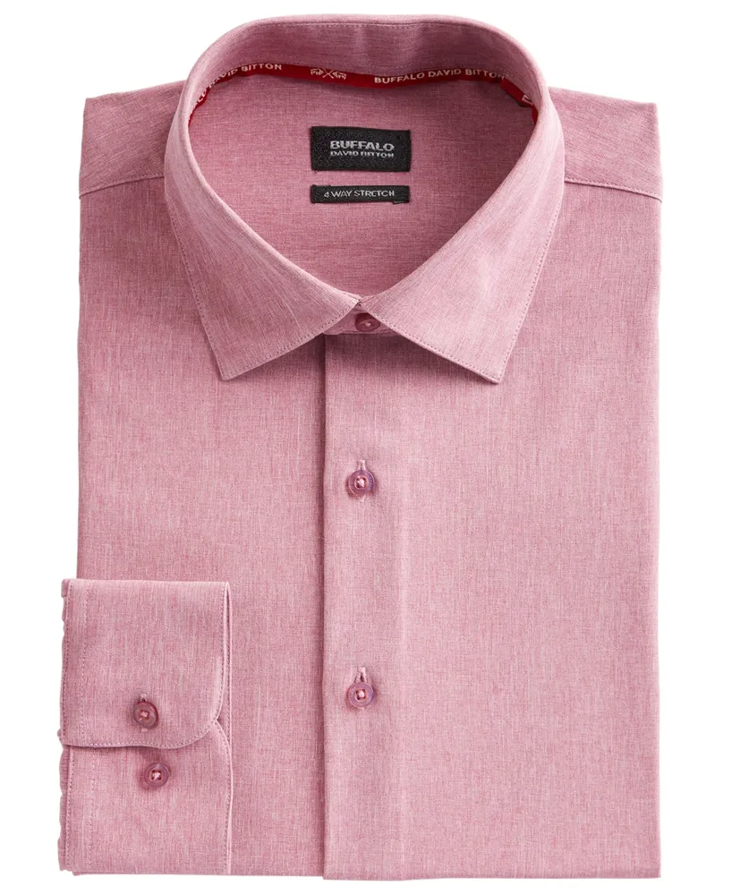 Buffalo David Bitton Men's Slim-Fit Performance Stretch Rose Chambray Dress Shirt