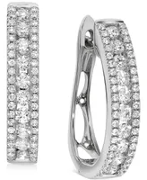 Diamond Oval Hoop Earrings (1 ct. t.w.) in 14k White Gold