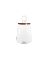 Bloomingville Clear Glass Jar with Mango Wood & Marble Lid