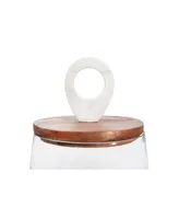 Bloomingville Clear Glass Jar with Mango Wood & Marble Lid