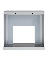 Southern Enterprises Audrey Faux Stone Mirrored Electric Fireplace