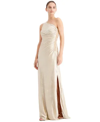 Calvin Klein One-Shoulder Metallic Gown