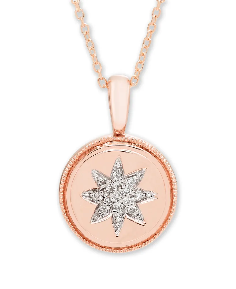 Diamond Accent Starburst Pendant 14K Yellow or Rose Gold