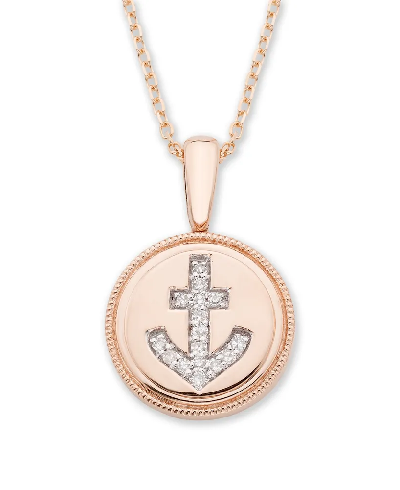 Diamond (1/20 ct. t.w.) Anchor Pendant 14k Yellow or Rose Gold