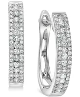 Diamond Small Triple Row Hoop Earrings (1/2 ct. t.w.) in 14k White Gold