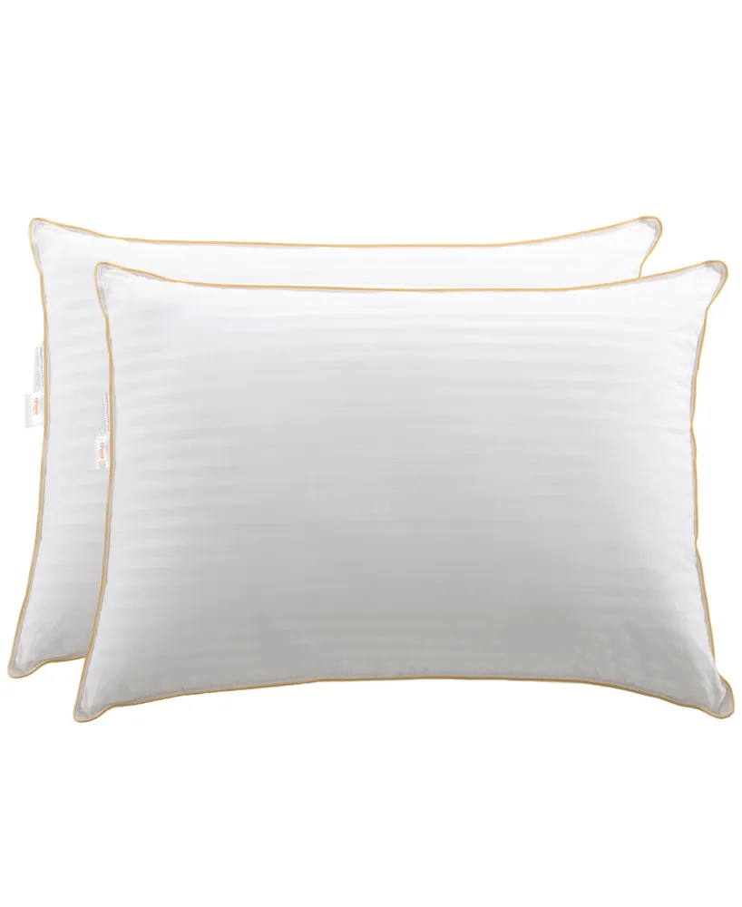 Cheer Collection 300 Thread Count Damask Striped 2-Pack Pillows, Standard