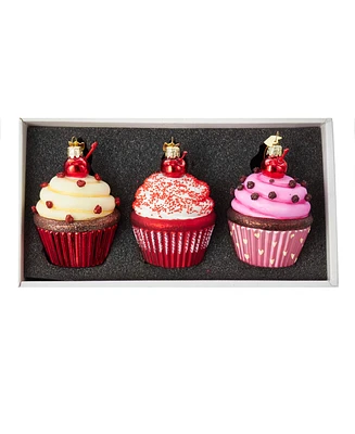 Noble Gems Cupcake Glass Ornament Set, 3-Piece Box Set