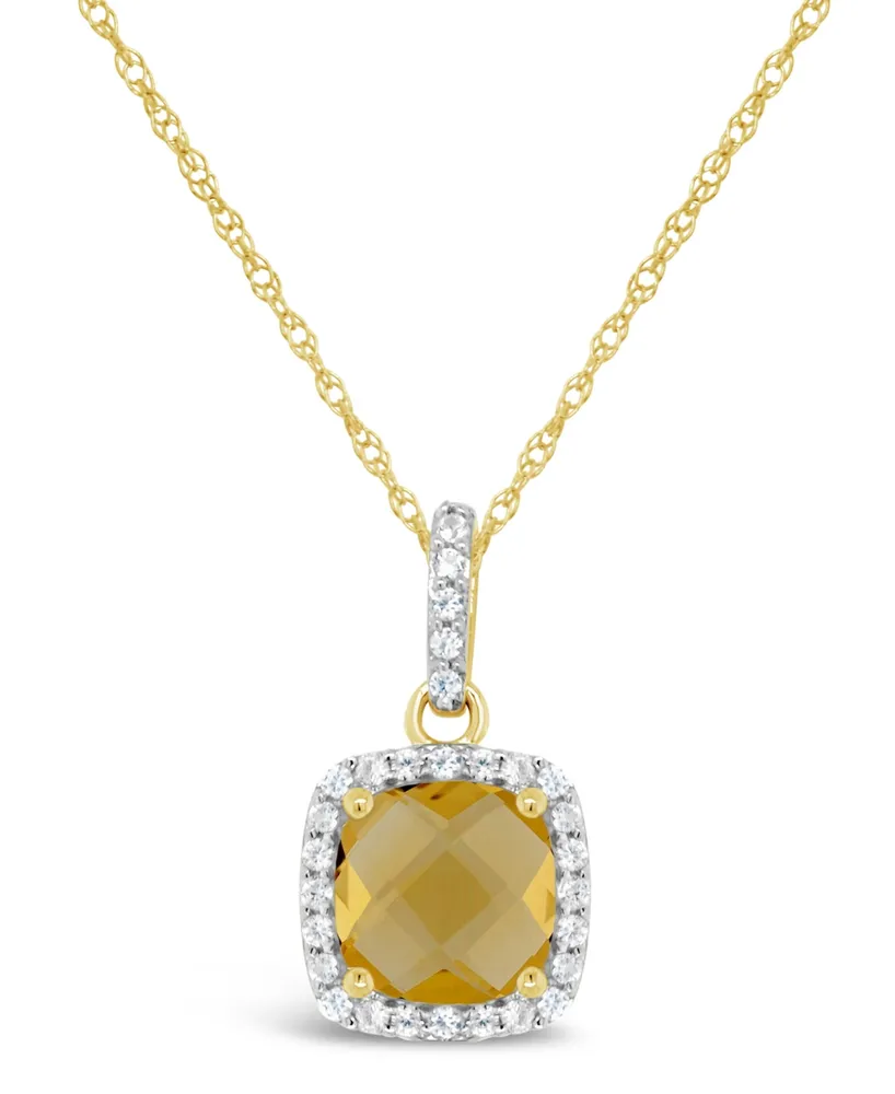 Citrine (1-1/3 ct. t.w.) and Created White Sapphire (1/6 ct. t.w.) Pendant Necklace in 10k Yellow Gold