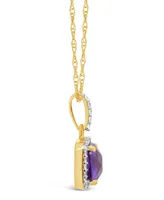 Amethyst (1-1/3 ct. t.w.) and Lab Grown White Sapphire (1/6 ct. t.w.) Pendant Necklace in 10k Yellow Gold