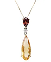 14k Gold Necklace, Citrine (2-1/2 ct. t.w.), Garnet (1/2 ct. t.w.) and Diamond Accent Pear Drop Pendant