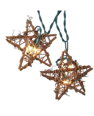 Kurt Adler 10-Light Rattan Natural Star Light Set