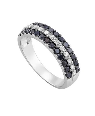 Black and White Diamond (3/4 ct. t.w.) band ring in Sterling Silver