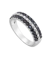 Black and White Diamond (3/4 ct. t.w.) band ring in Sterling Silver