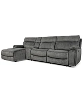 Hutchenson 4-Pc. Fabric Chaise Sectional with 2 Power Recliners, Headrests and Console