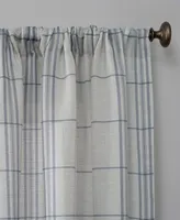 Castille Farmhouse Plaid Linen Semi-Sheer Rod Pocket Curtain Panel