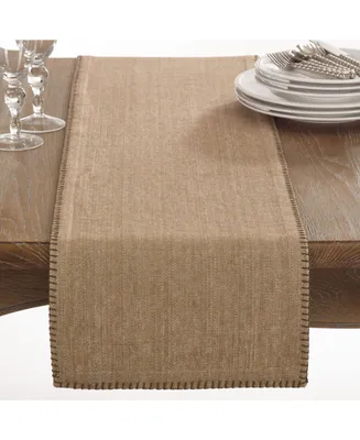 Saro Lifestyle Celena Collection Whip Stitched Design Cotton Table Runner