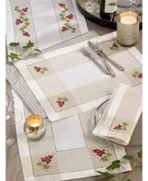 Saro Lifestyle Embroidered Table Runner with Grape Hemstitch Design