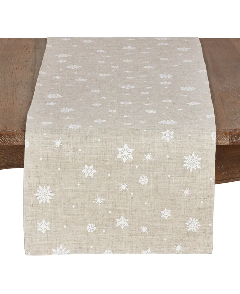 Saro Lifestyle Poly Blend Christmas Runner with Snowflake Design