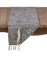 Saro Lifestyle Black Cotton Table Runner with Tassels