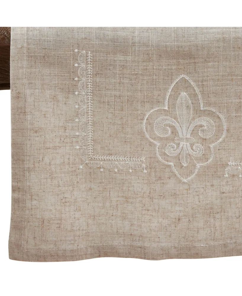 Saro Lifestyle Embroidered Runner with Fleur-De-Lis Design