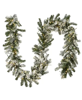 National Tree Company 9' Snowy Sheffield Spruce Garland w Battery Operated Lights