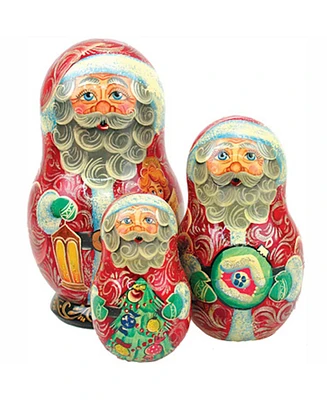 G.DeBrekht Santa-Lamplighter 3-Piece Russian Matryoshka Nested Dolls Set