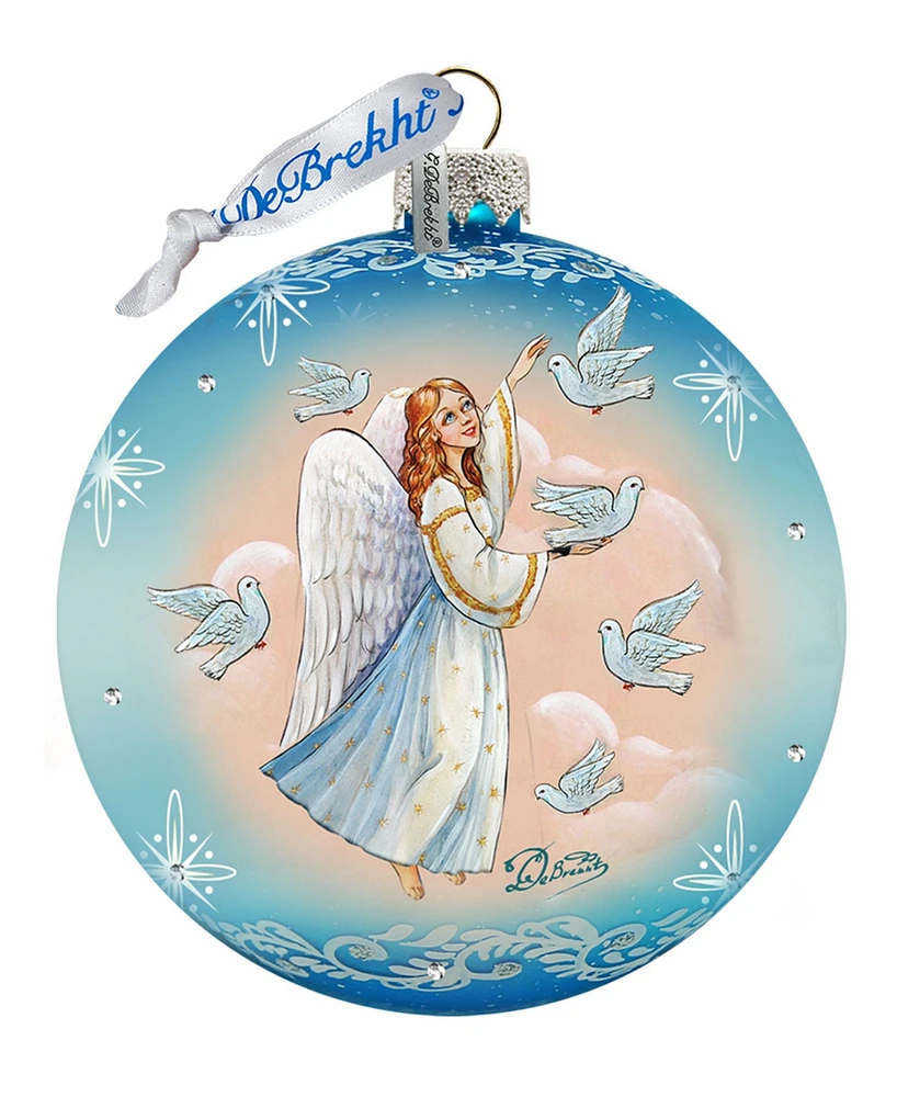 G.DeBrekht Angel Doves Ball Glass Ornament