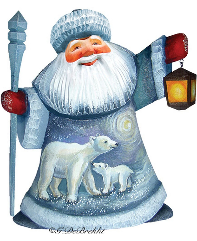 G.DeBrekht Woodcarved and Hand Painted Santa Polar Story Figurine