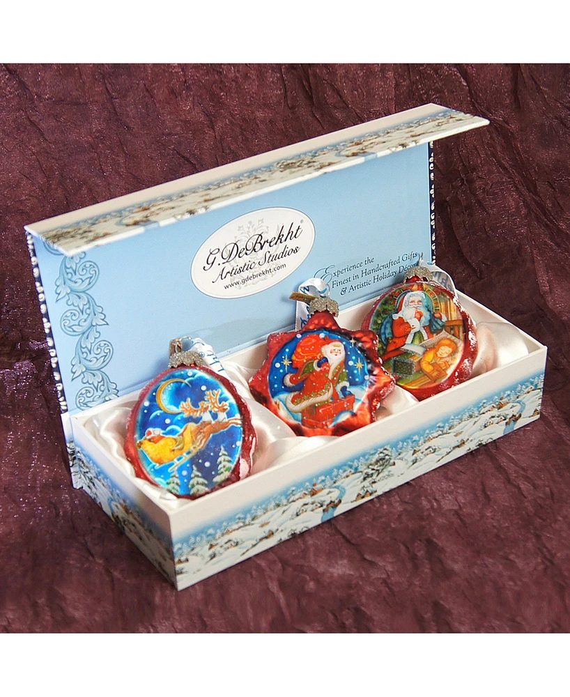 G.DeBrekht Christmas Night Glass Ornament - Set of 3