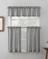 Parkham Farmhouse Plaid Semi-Sheer Rod Pocket Kitchen Curtain Valance and Tiers Set