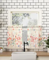 Rosalind Watercolor Floral Semi-Sheer Rod Pocket Kitchen Curtain Valance and Tiers Set