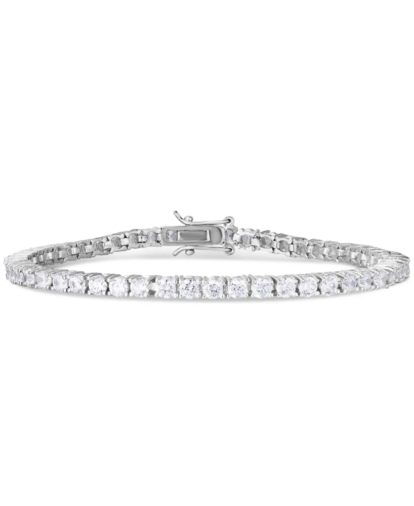 Cubic Zirconia Line Tennis Bracelet in Silver Plate