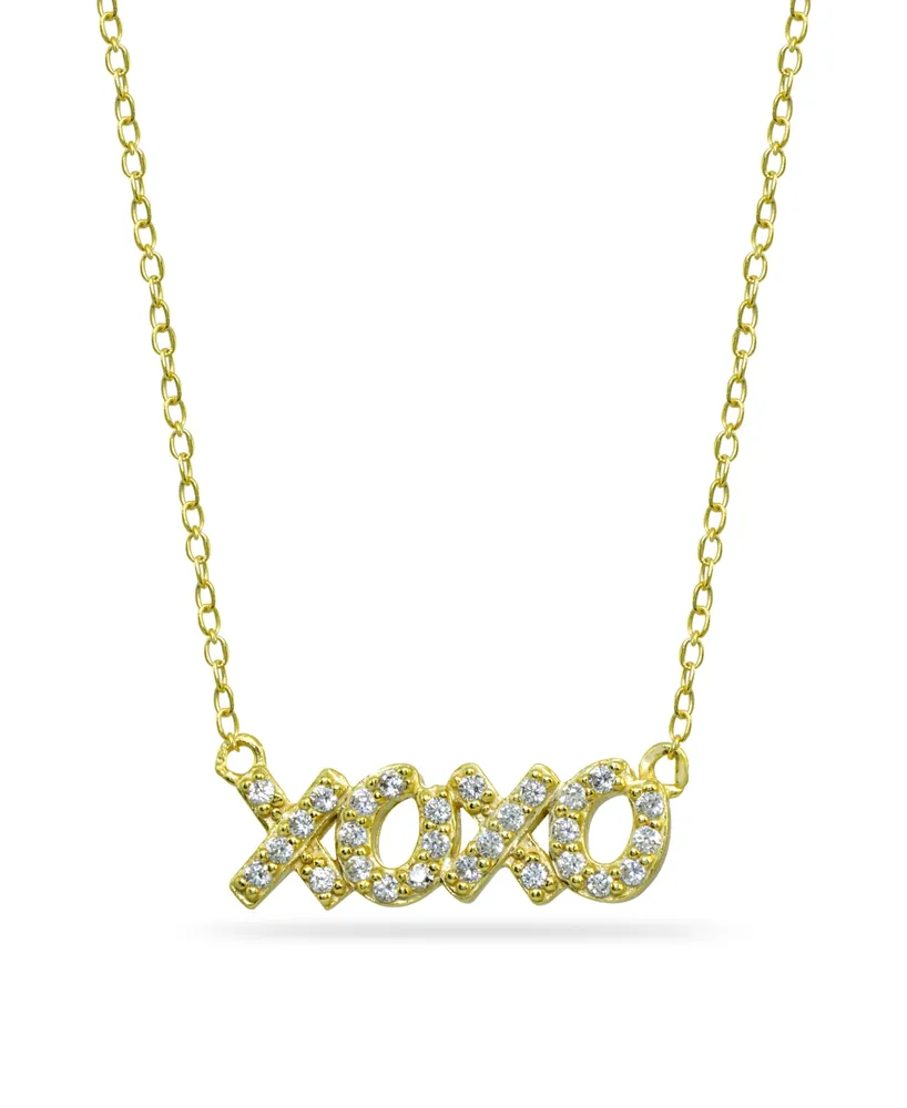Cubic Zirconia "Xoxo" Nameplate Necklace in 18k Gold Plated Sterling Silver