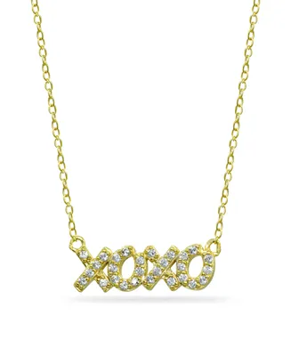 Cubic Zirconia "Xoxo" Nameplate Necklace in 18k Gold Plated Sterling Silver