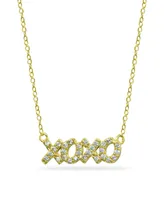 Cubic Zirconia "Xoxo" Nameplate Necklace in 18k Gold Plated Sterling Silver