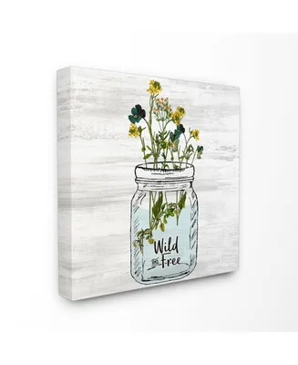 Stupell Industries Wild and Free Yellow Flowers in A Mason Jar Canvas Wall Art