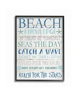 Stupell Industries Beach Knowledge Blue Aqua and White Planked Look Sign, 11" L x 14" H