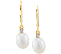 Cultured Freshwater Pearl Earrings (8mm) 10k Gold & White